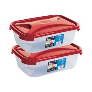 Amazon - Buy Wham Cuisine Rectangular Food Storage Plastic Box Container, 1.6 Litre, 2 Pcs Set, Red  at Rs 251