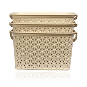 BMS Lifestyle 3 Piece Plastic Basket, 3.8 Liters, Ivory