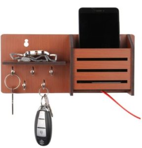 Brown MDF Side-Shelf Pocket Key Holder by Sehaz Artworks