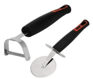 Home Creations Stainless Steel Peeler & Pizza Cutter Combo- Set of 2