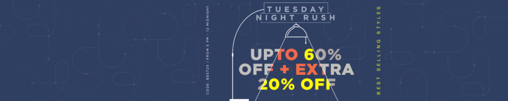 Jabong Tuesday Night Rush - Get upto 60% off on Lifestyle Products + Extra 20% off + Extra 10% cashback