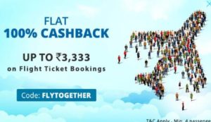Paytm- Get Flat Rs 3333 cashback on booking four flight tickets (No minimum Booking)