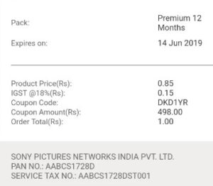 sony liv code