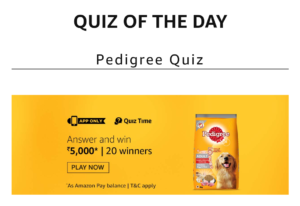 start amazon pedigree quiz and win pay balance all answers added