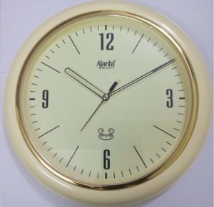 Ajanta Quartz Round Plastic Wall Clock (26 cm x 3.2 cm x 26 cm, Ivory and Golden) 
