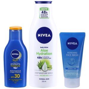 Amazon - Buy Nivea Sun and Aloe Lotion Facewash Combo at Rs. 202