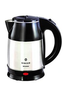 Amazon - Buy Singer Aroma 1500 Watts 1.8 LTR Electric Kettle with Cordless Base & Overheat Protection (Black & Silver) at Rs 1299 only