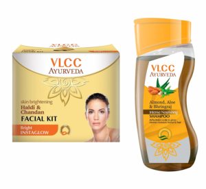 Amazon - Buy VLCC Haldi Chandan Facial Kit and Ayurveda Shampoo Combo  at Rs 125