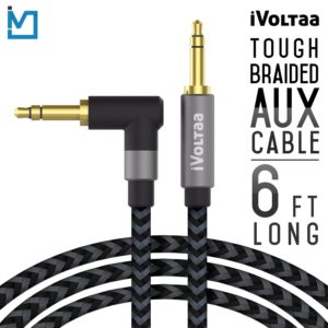 Amazon - Buy iVoltaa 3.5mm Braided AUX (Auxiliary) Audio Cable - 6 Feet (1.8 Meters) - Space Grey at Rs 199 only