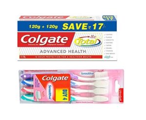 Colgate Total Advanced Health Toothpaste - 240 g with Sensitive Toothbrush (Pack of 4) at rs.88