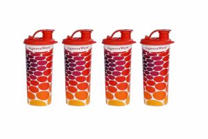 Signoraware Stylish Energy Jumbo Plastic Sipper Set, 500ml, Set of 4, Deep Red