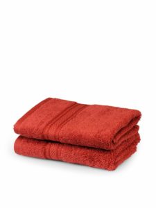 Trident Classic Solid 2 Piece 525 GSM Cotton Hand Towel Set - Crimson Pearl 