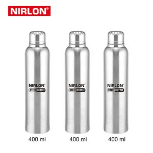 Amazon - Buy Nirlon Stainless Steel Bottle Set, Set of 3, Silver (F_Bottle_3_400ML) at Rs 318