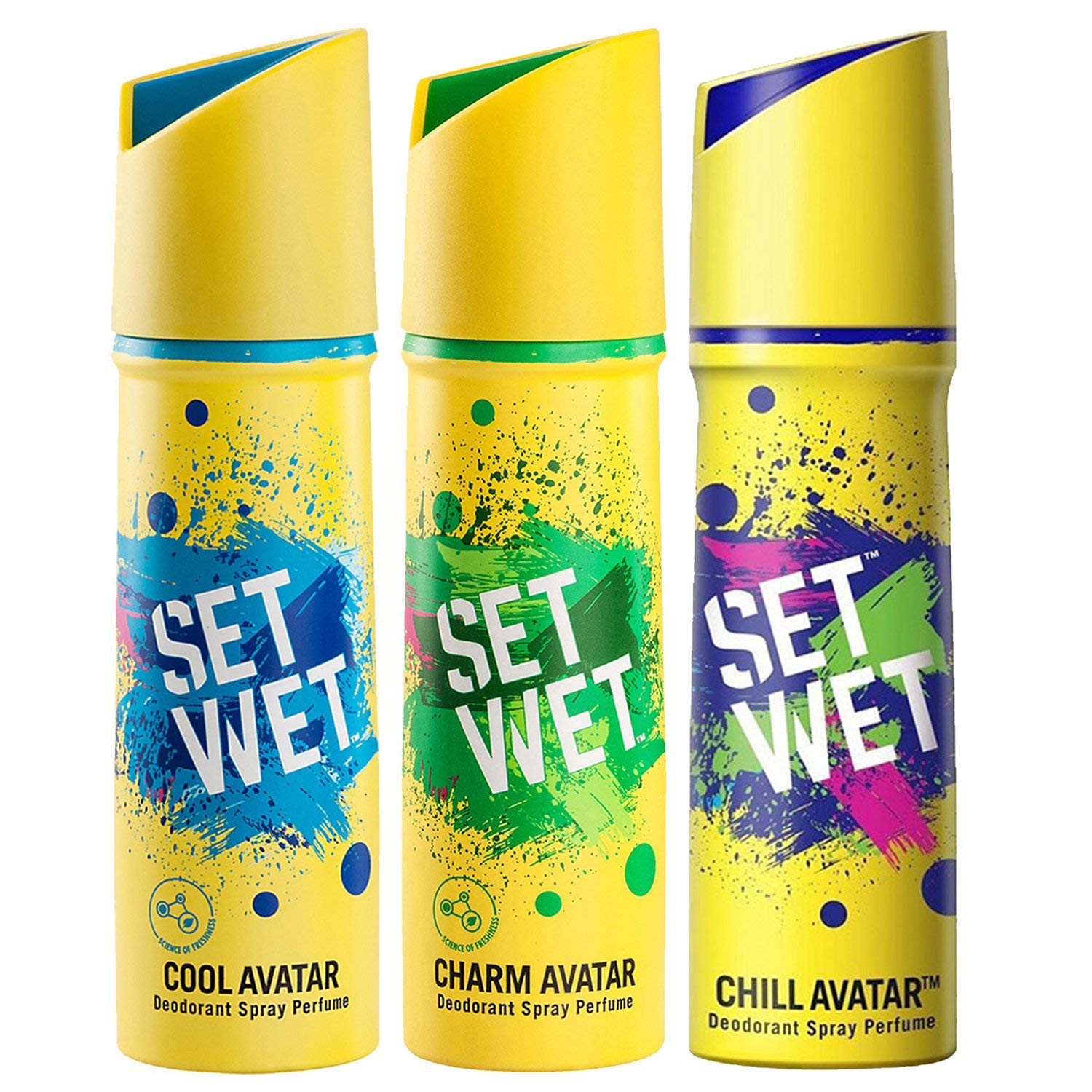 Amazon- Buy Set Wet Deodorant Spray Perfume, 150ml (Cool, Charm and Chill Avatar, Pack of 3) at Rs 240