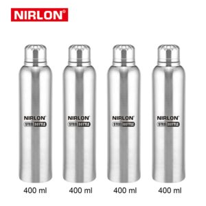 Amazon Nirlon Stainless Steel Water Bottle Set, 4-Pieces, Silver