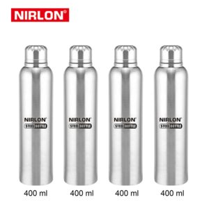 Amazon Nirlon Stainless Steel Water Bottle Set, 4-Pieces, Silver