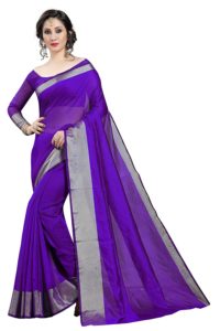 Amazon PerfectBlue Cotton Saree with Blouse Piece