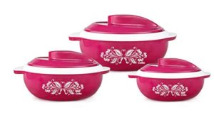 Cello Hot Serve Plastic Casserole Set, 3-Pieces, Pink at rs.549