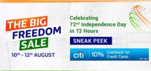 Flipkart The Big Freedom Sale (10th-12th Aug) - Loot Deals, Coupons and Offers