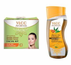 VLCC Double Neem Facial Kit and Ayurveda Shampoo Combo