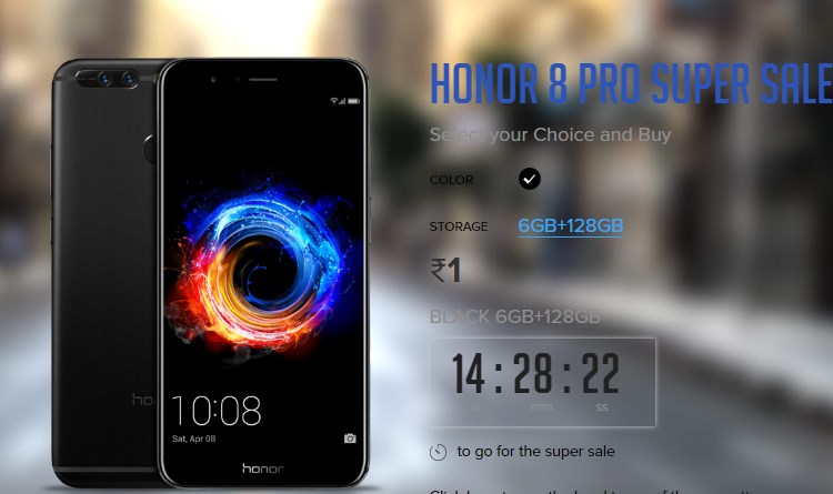 honor 8 flash sale at re.1