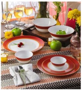Diva Sovrana Ameerah Red Opal Ware Dinner Set - Set of 33 by La Opal