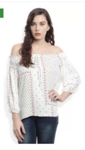 People Casual Full Sleeve Printed Women's White Top