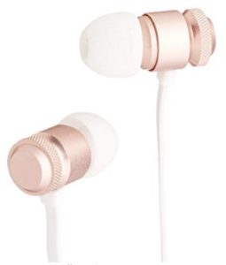 AmazonBasics in-Ear Headphones with Flat Cable and Universal Mic - Rose Gold