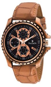 Buccachi Analogue Black Dial Mens Watch B-G5003-BK-BR