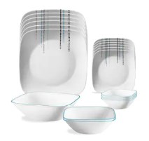 Corelle Square Round Livingware Rain Drops 21 Pcs Dinner Set