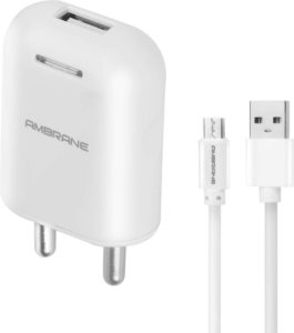 Flipkart- Buy Ambrane AWC-38 2.1A Fast Charger with Charge & Sync USB Cable Mobile Charger at Rs 179