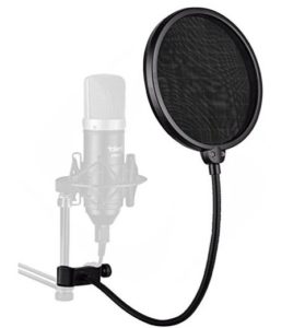 Juarez Pf-100 6-Inch Studio Microphone Pop Filter Shield Mask, Double Mesh Wind Screen With 360° Flexible Gooseneck And Quick Mount Or Release Clamp
