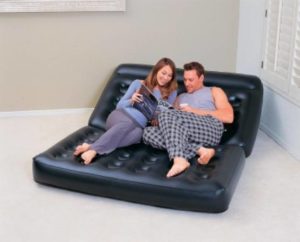 Karmax (Glossy) PVC 3 Seater Inflatable Sofa (Color - Black)