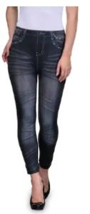Oleva Denim Look Jeggings Plain-Black