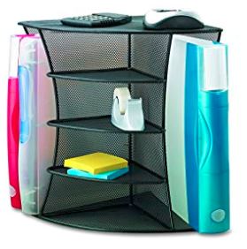 Safco 3261BL Onyx Mesh Desktop Corner Organizer