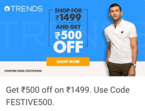 Shop for Rs 1499 and Get 500 off