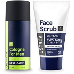 Ustraa Cologne Spray - 100 ml and Face Scrub - 100 g