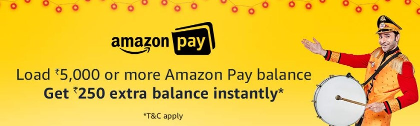 amazon pay 250 extra on 5000