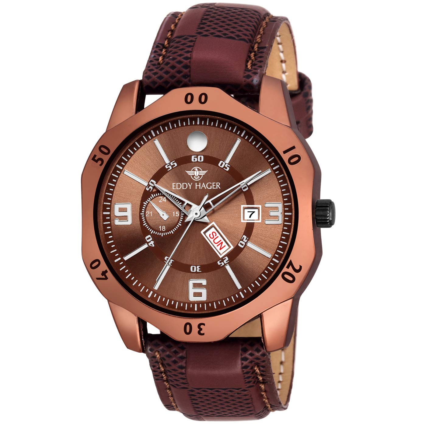 Amazon - Eddy Hager Brown Day & Date Watch for Men at Rs.99