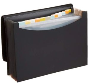 AmazonBasics Expanding File Folder, Letter Size (Fits A4 Paper) - Black - with 13 pockets