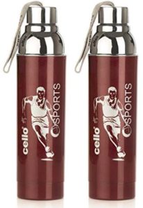 Cello Ferro Plastic Bottle Set, 600ml, Set of 2, Brown