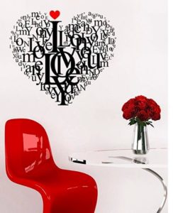 Decals Design 'Love Quote in Heart Shaped' Wall Sticker (PVC Vinyl, 60 cm x 60 cm x 1 cm, Black)