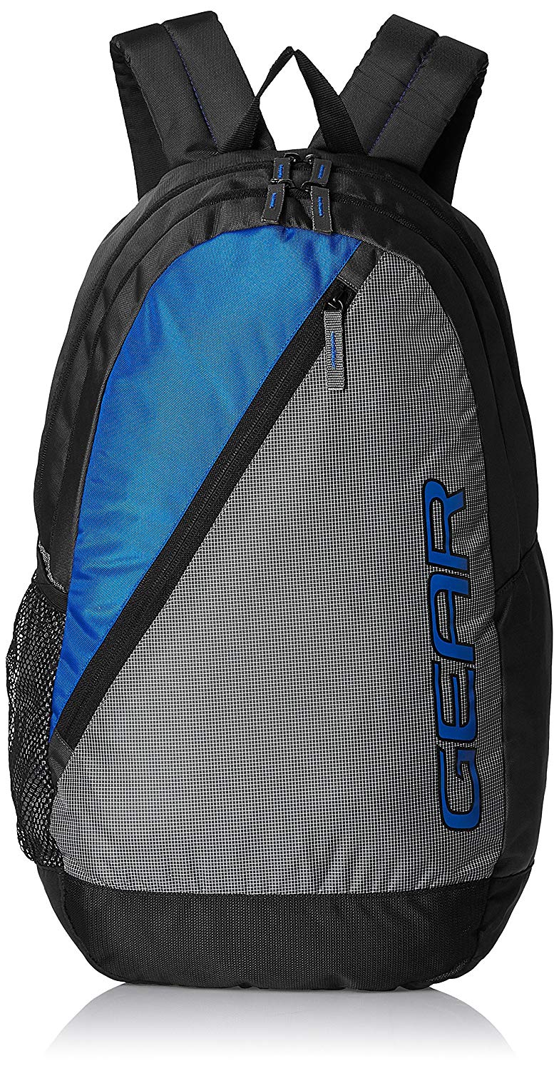 Gear Polyester 29 Ltrs Grey and Royal Blue School Bag