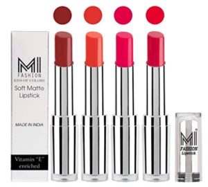 Mi Fashion Soft Matte Lipstick Combo, Brown Sugar, Coral Glamour, Rosy Pink, Mauve, 14g (4 Pieces)