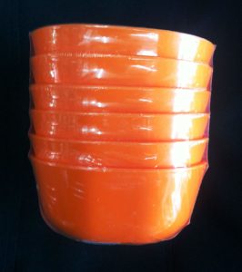 Nayasa Superplast Square Plastic Bowl Set, 200 ml, Set of 6, Orange 
