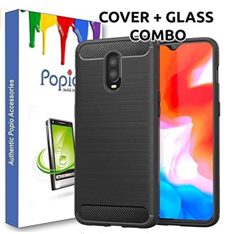 Oneplus 6T Back Cover Case & Tempered Glass Combo by Popio at rs.99