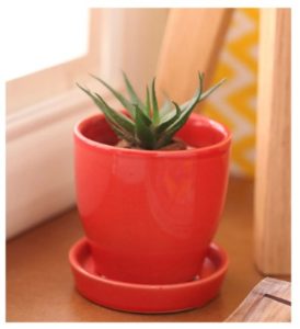 Red Cermaic Glazed Table Top Planter
