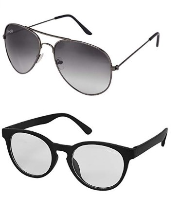 Silver Kartz Titanium Alloy Black Unisex Sunglasses Combo Collection at rs.149