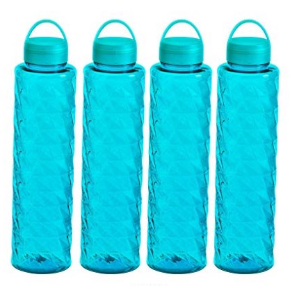 Steelo Jewel Plastic Water Bottle, 1 Litre, Set of 4, Turkish Blue at rs.150