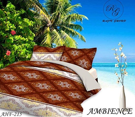 Super India Printed 130 TC Polycotton Double Bedsheet with 2 Pillow Covers - Yellow at rs.246